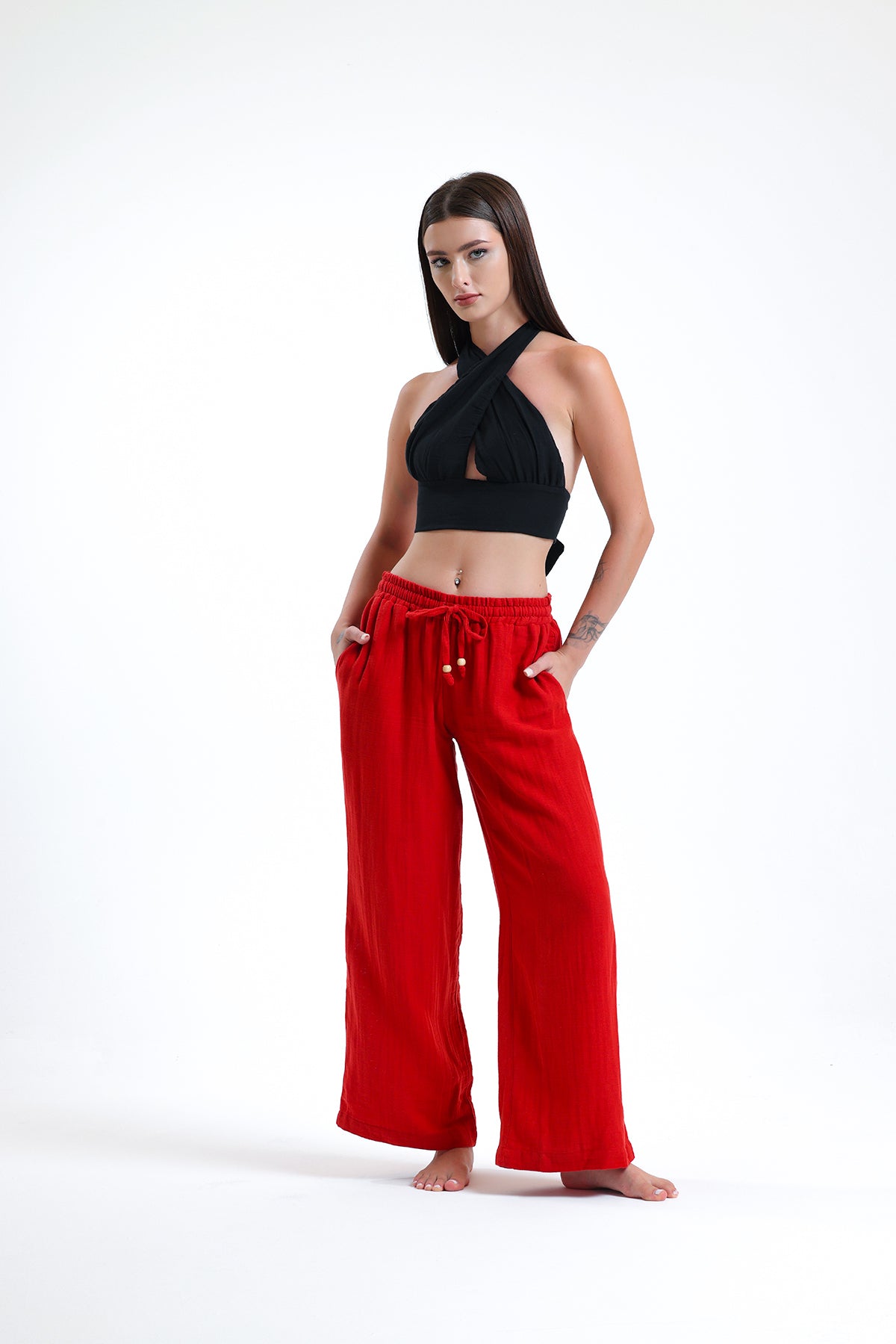 Alessio de Sole 100% Cotton Red Trousers - Women