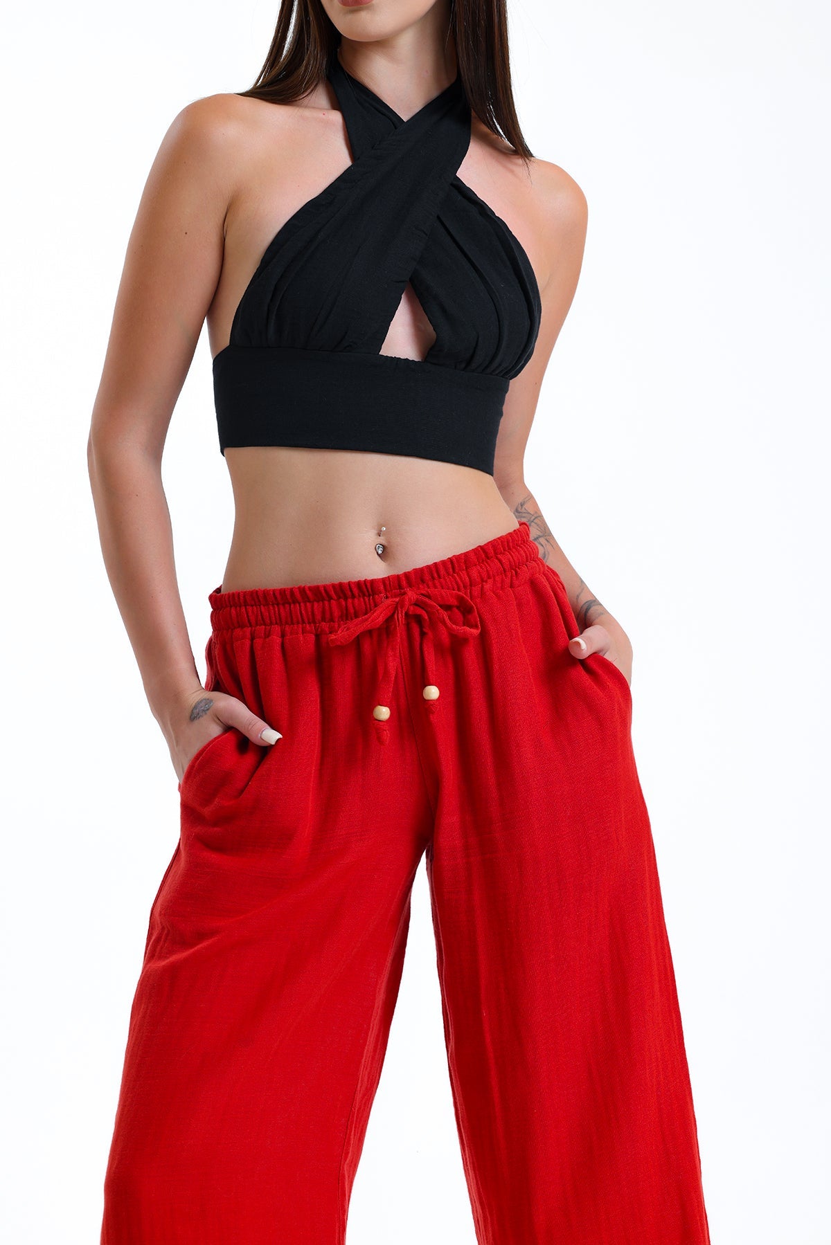Alessio de Sole 100% Cotton Red Trousers - Women