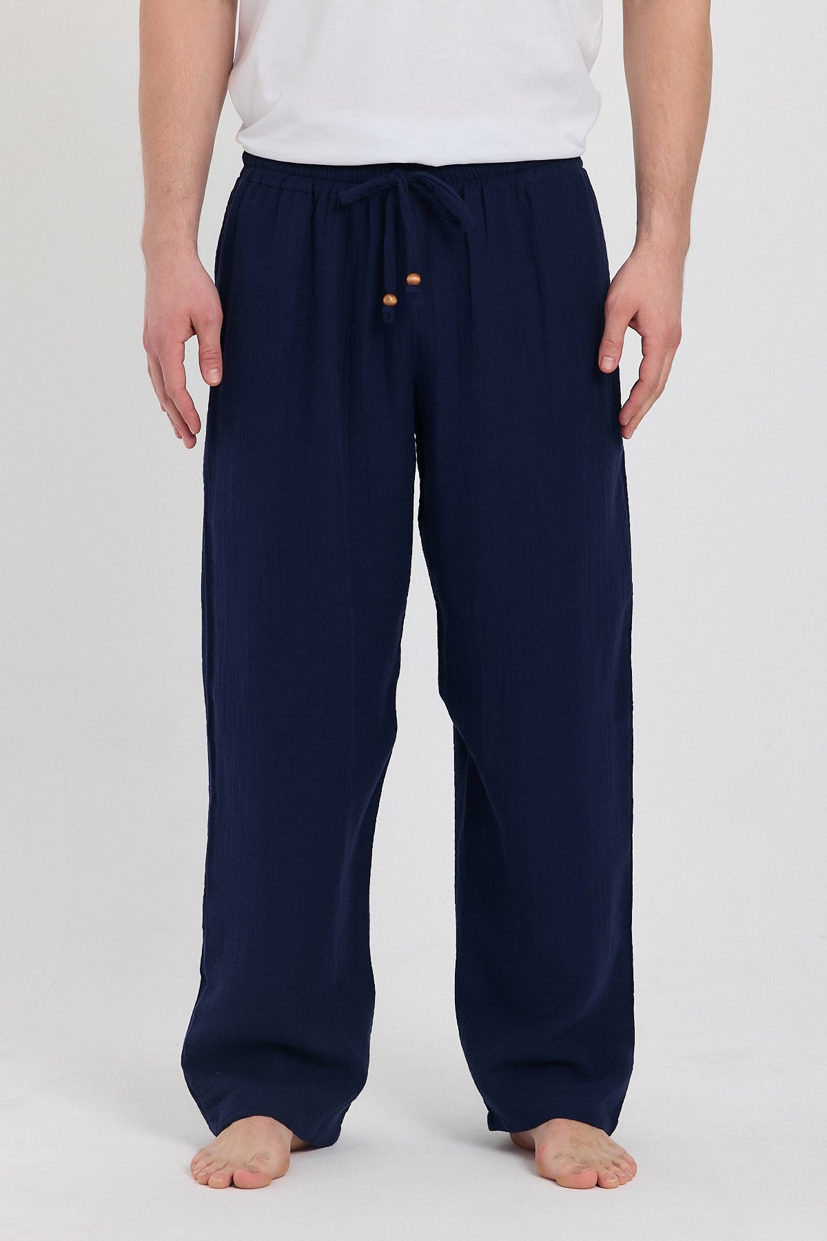 Alessio de Sole 100% Cotton Navy Trousers - Men