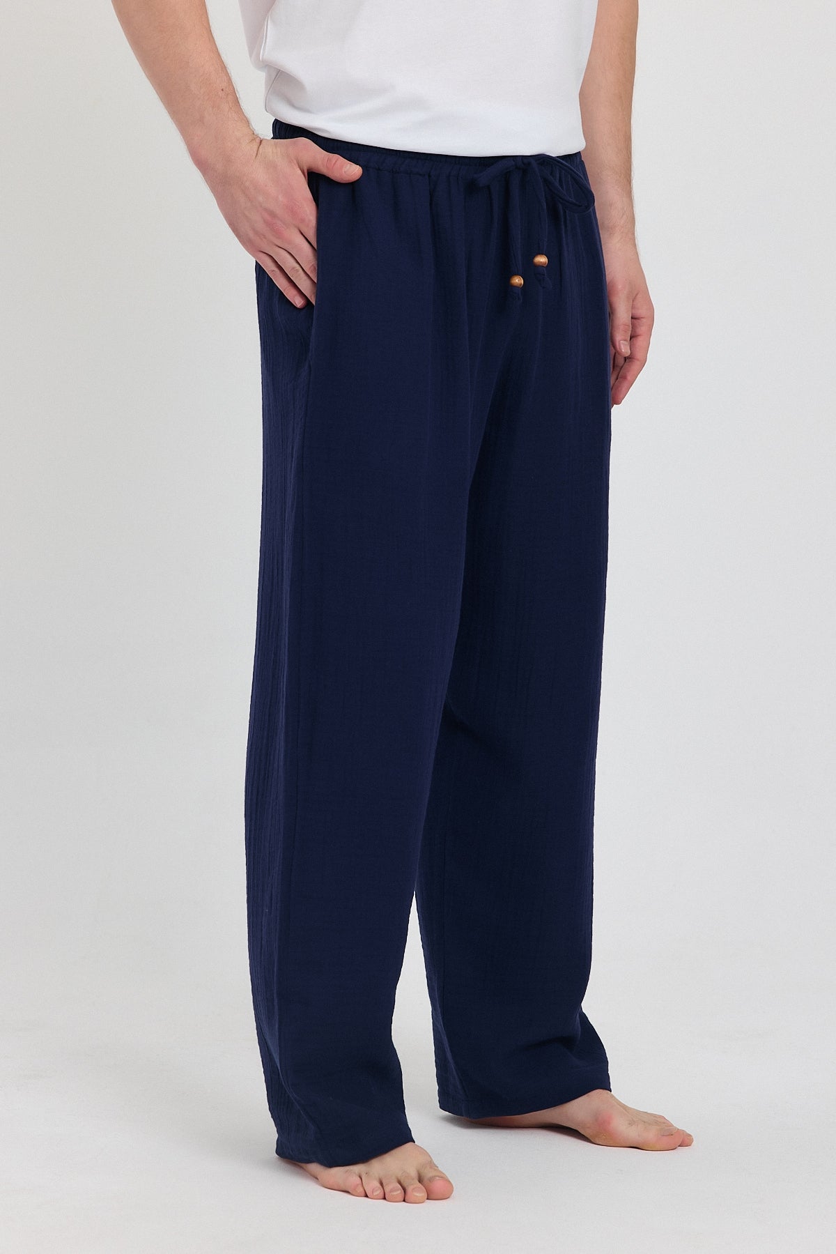 Alessio de Sole 100% Cotton Navy Trousers - Men