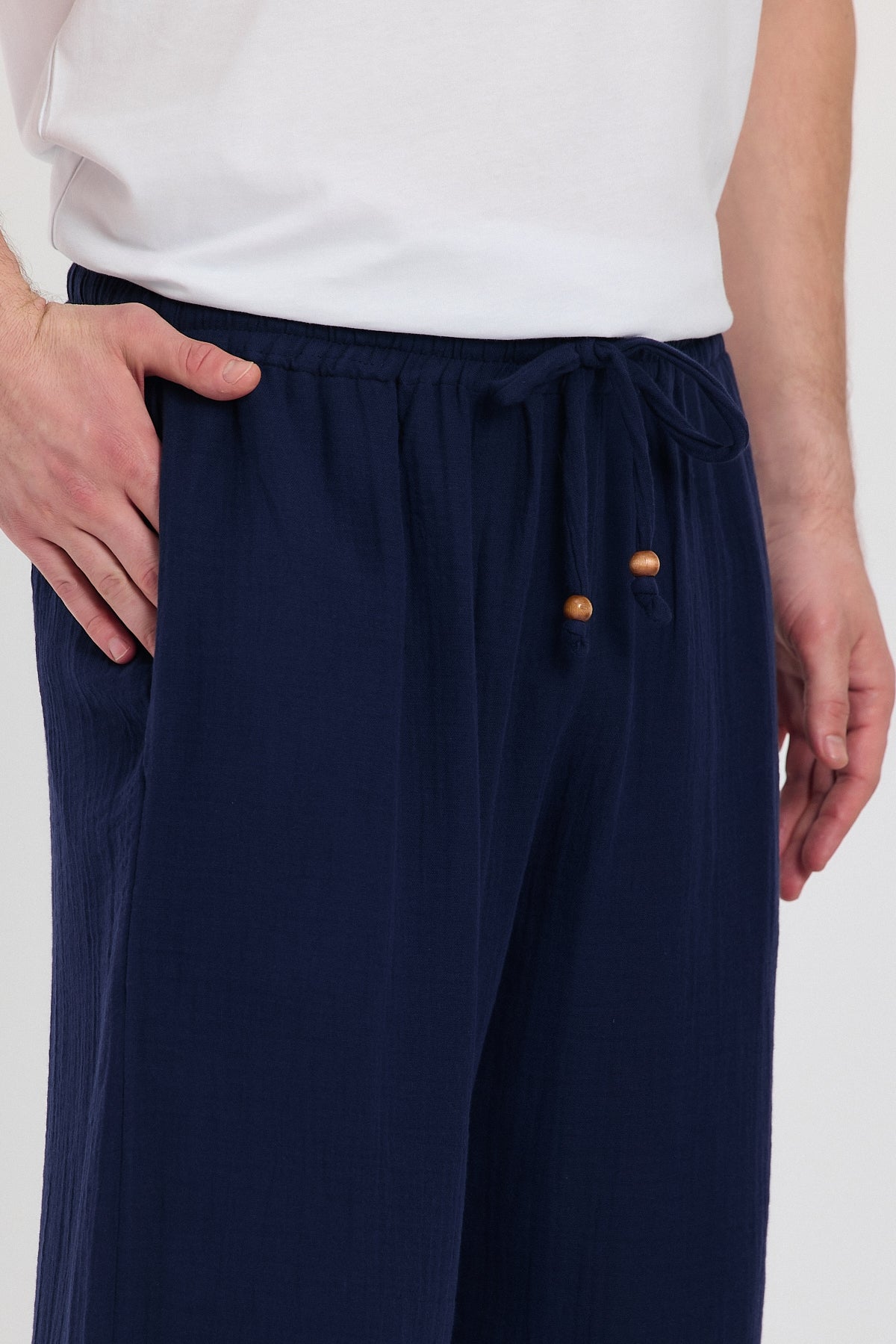 Alessio de Sole 100% Cotton Navy Trousers - Men