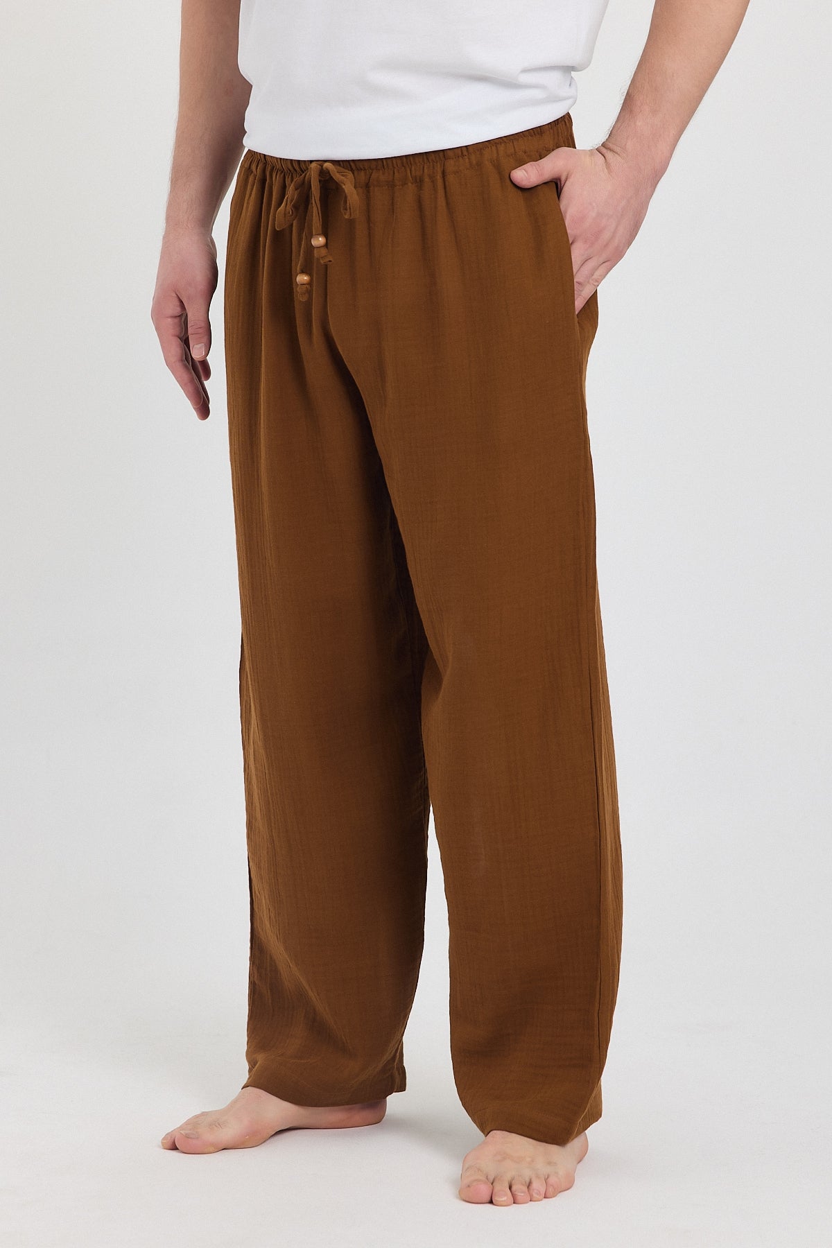 Alessio de Sole 100% Cotton Brown Trousers -Men