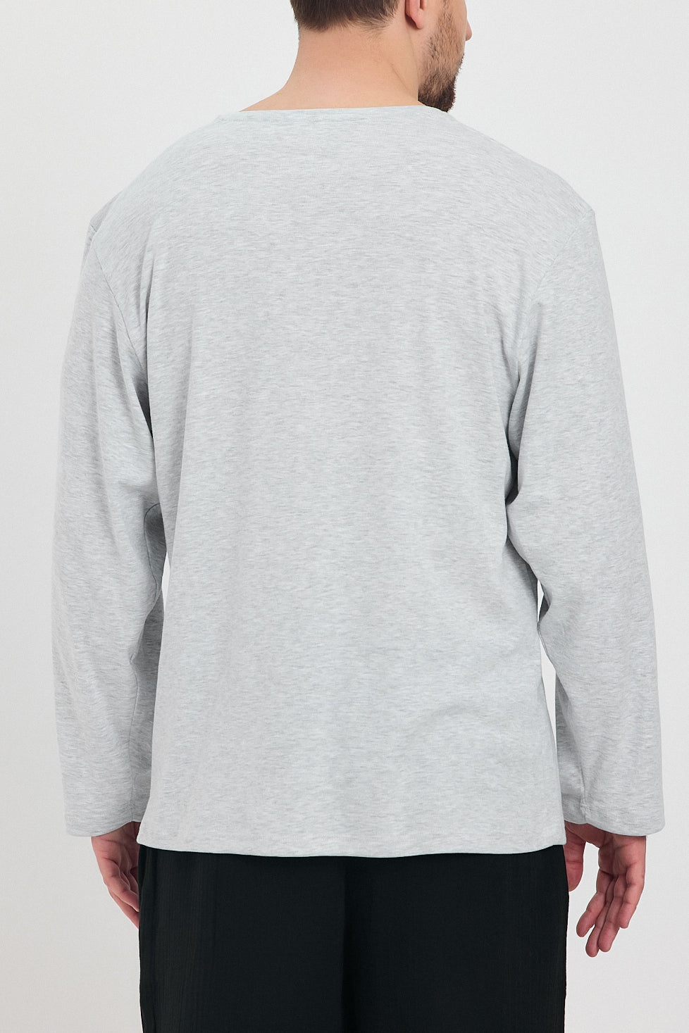 Soft Cotton Long Sleeve Grey T-shirt