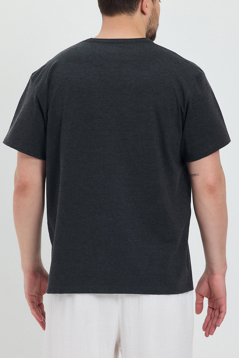 Alessio de Sole 100% Cotton Antrasit Basic T-Shirt- Men
