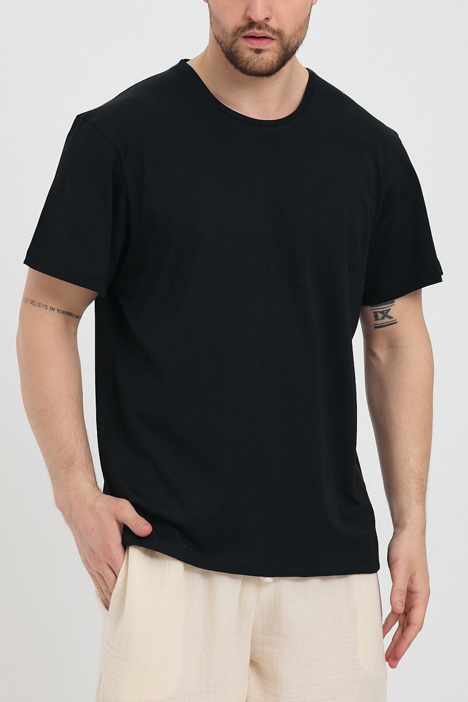 Alessio de Sole 100% Cotton Black Basic T-Shirt- Men