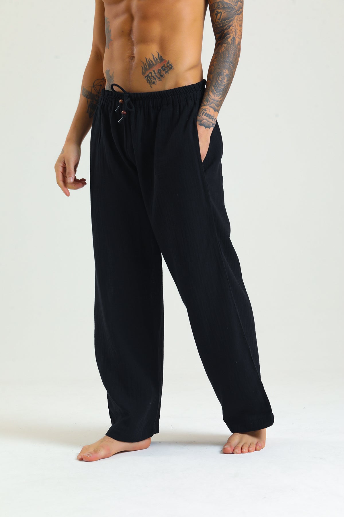 Alessio de Sole 100% Cotton Black Trousers - Men