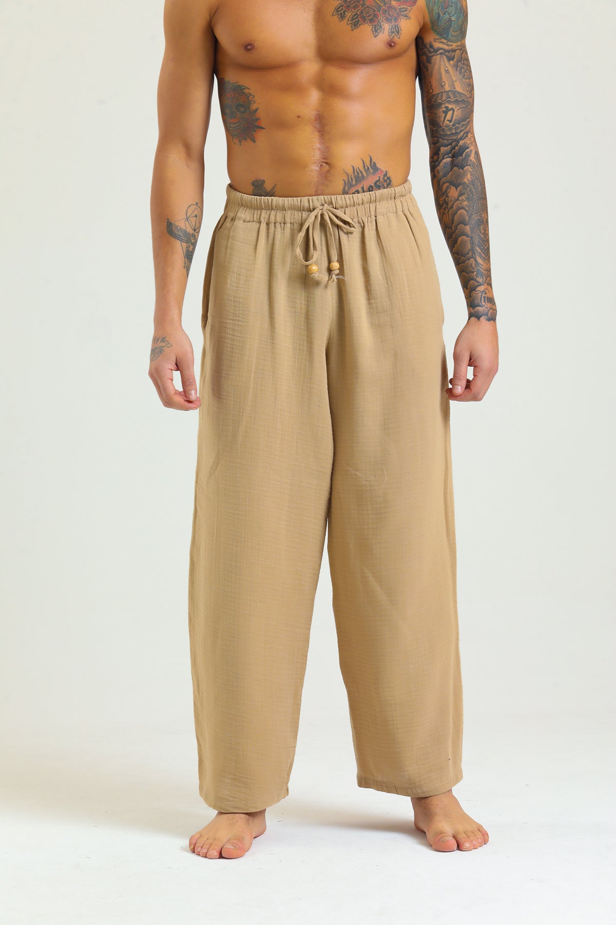 Alessio de Sole 100% Cotton Light Brown Trousers - Men