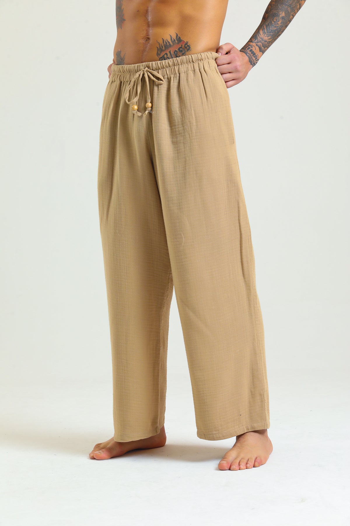 Alessio de Sole 100% Cotton Light Brown Trousers - Men