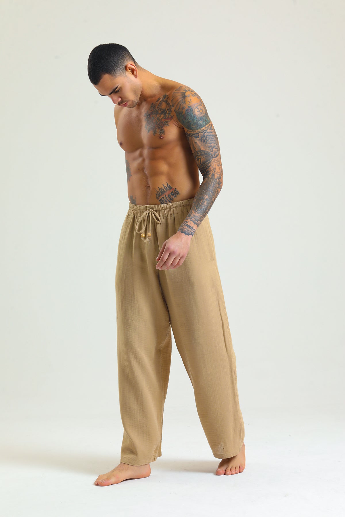 Alessio de Sole 100% Cotton Light Brown Trousers - Men