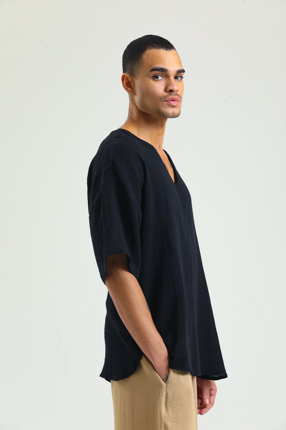 Alessio de Sole 100% Cotton Black Shirt - Men