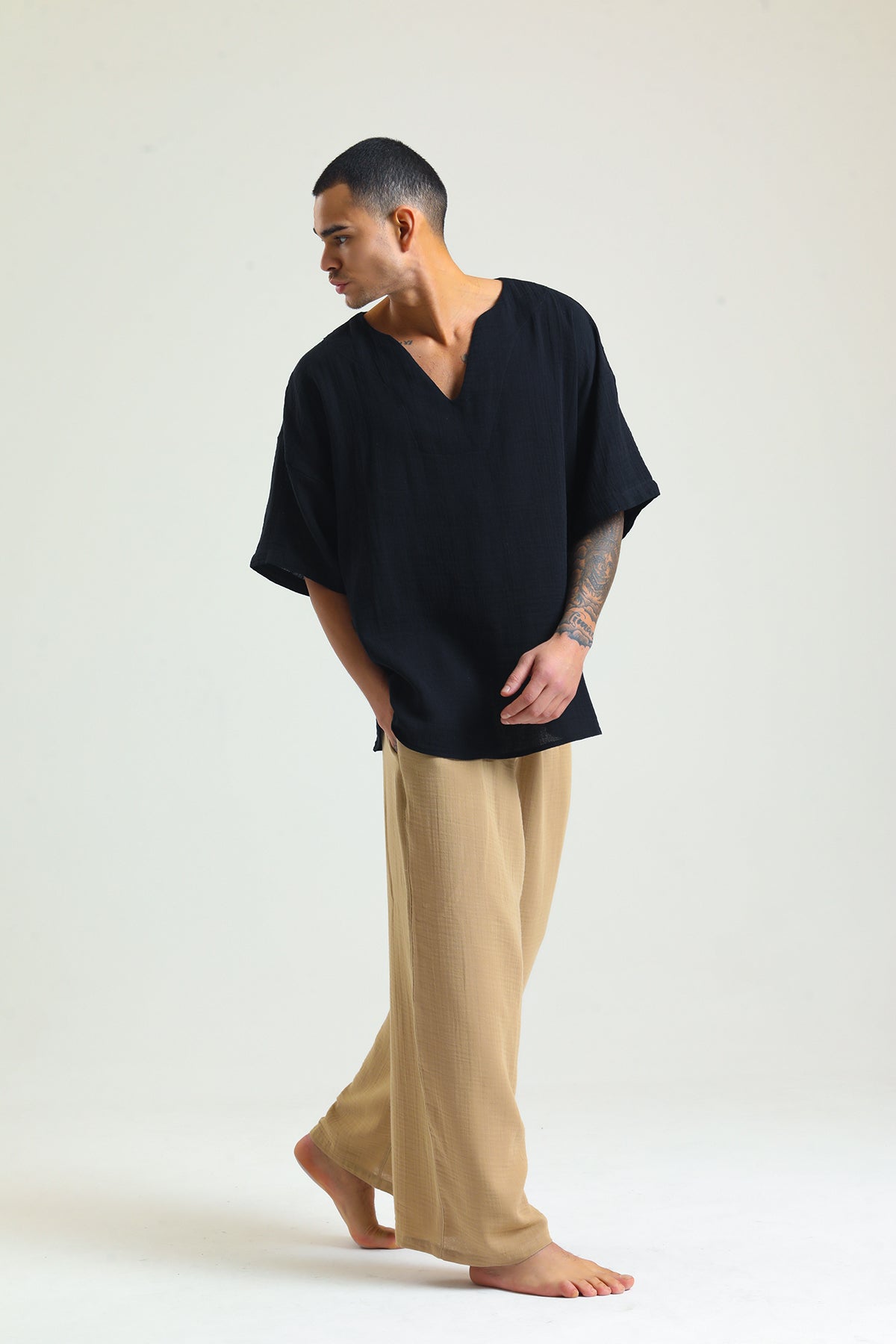 Alessio de Sole 100% Cotton Black Shirt - Men