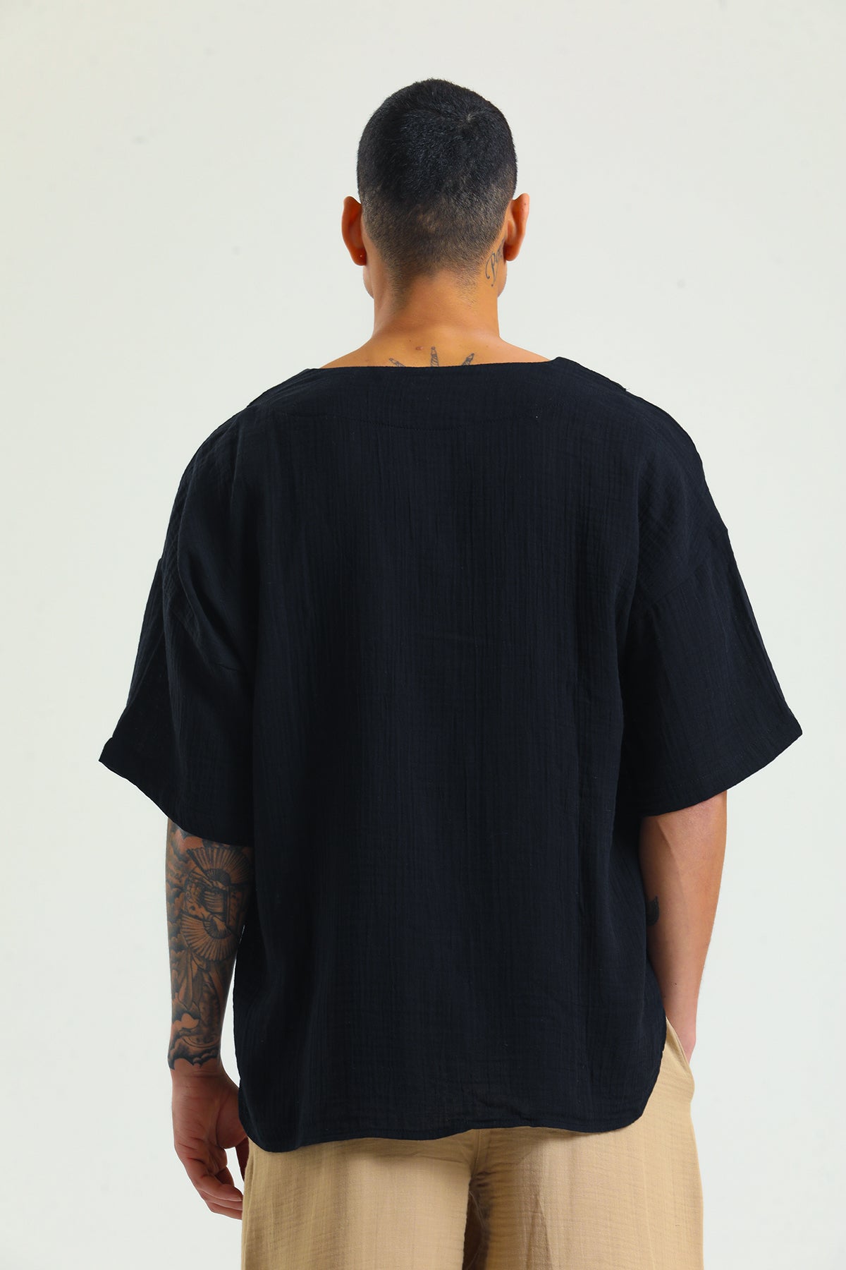 Alessio de Sole 100% Cotton Black Shirt - Men