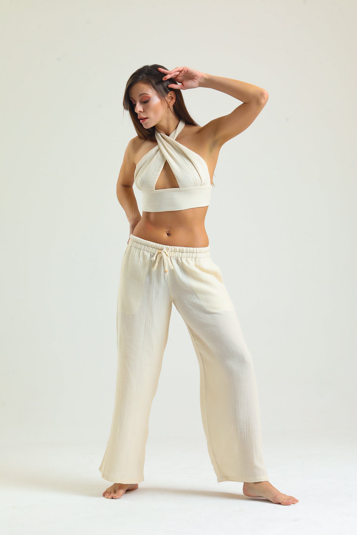 Alessio de Sole 100% Cotton Beige Trousers - Women