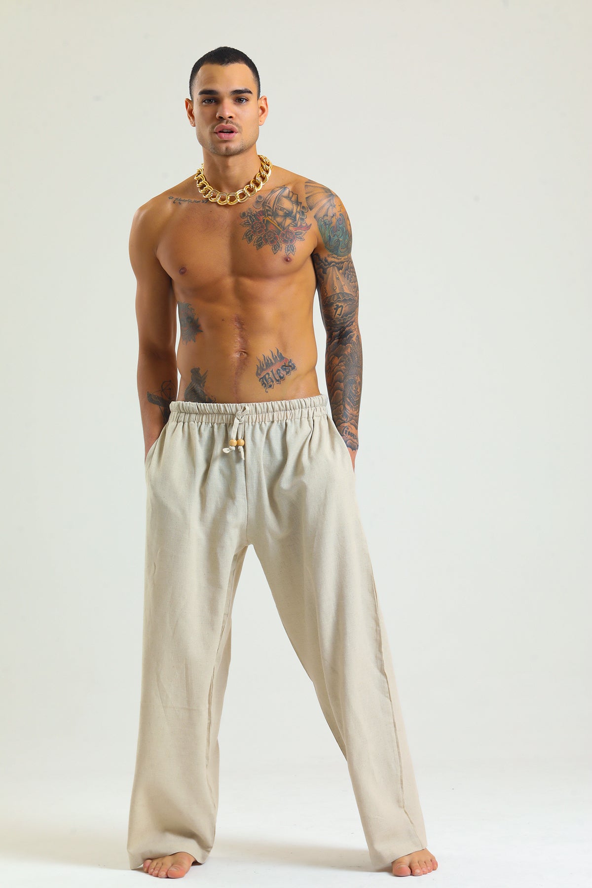 Alessio de Sole 100% Cotton Beige Trousers - Men