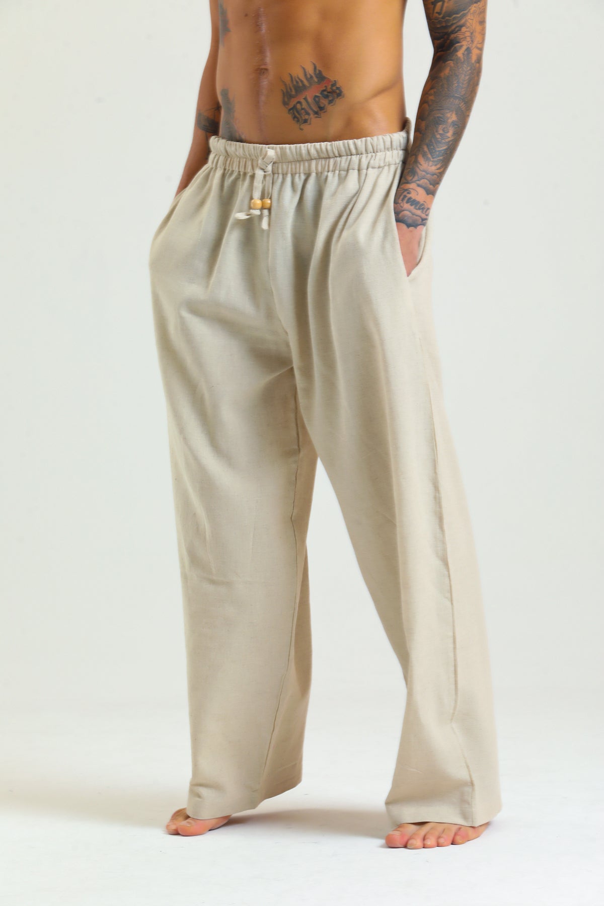 Alessio de Sole 100% Cotton Beige Trousers - Men