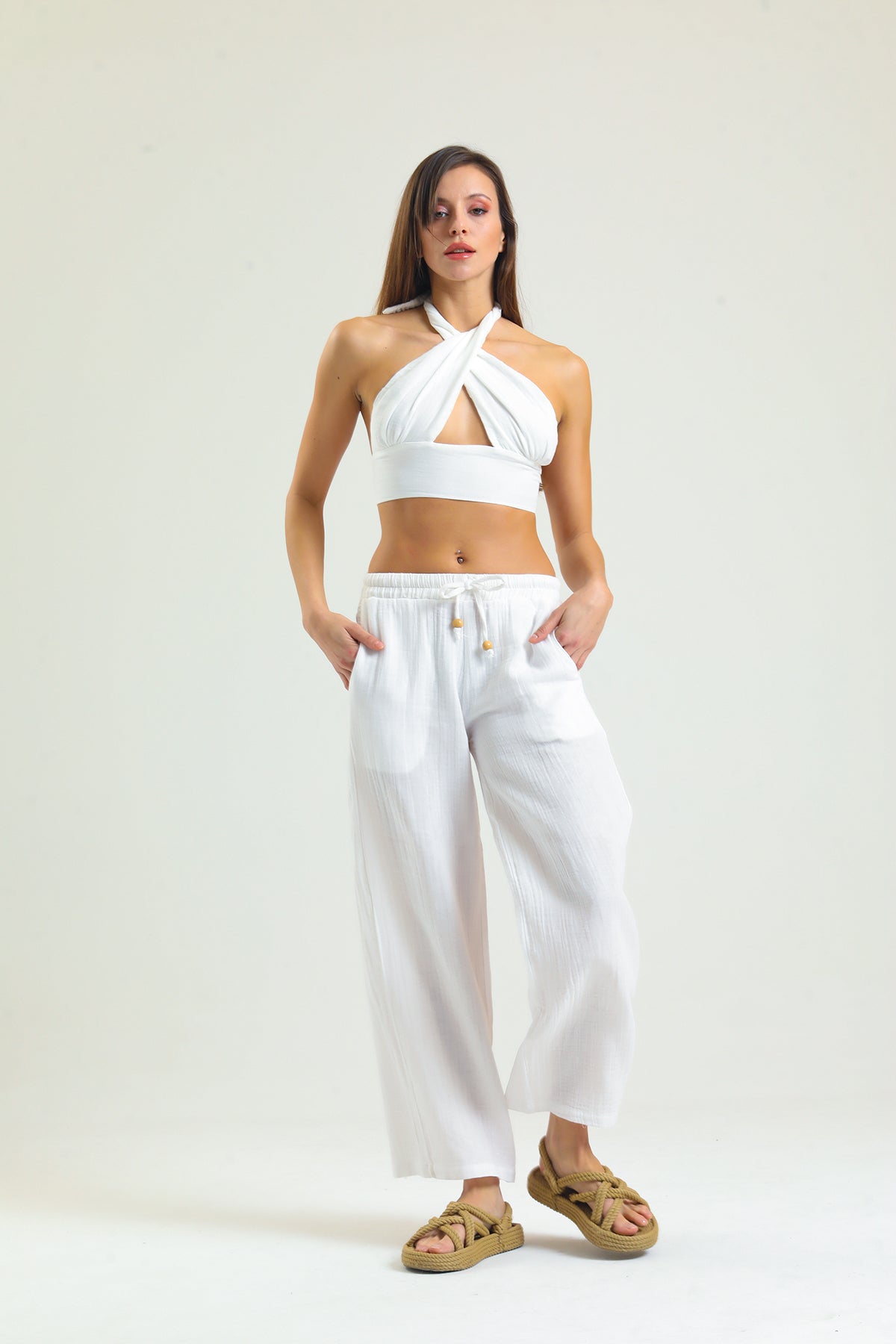 Alessio de Sole 100% Cotton White Trousers - Women