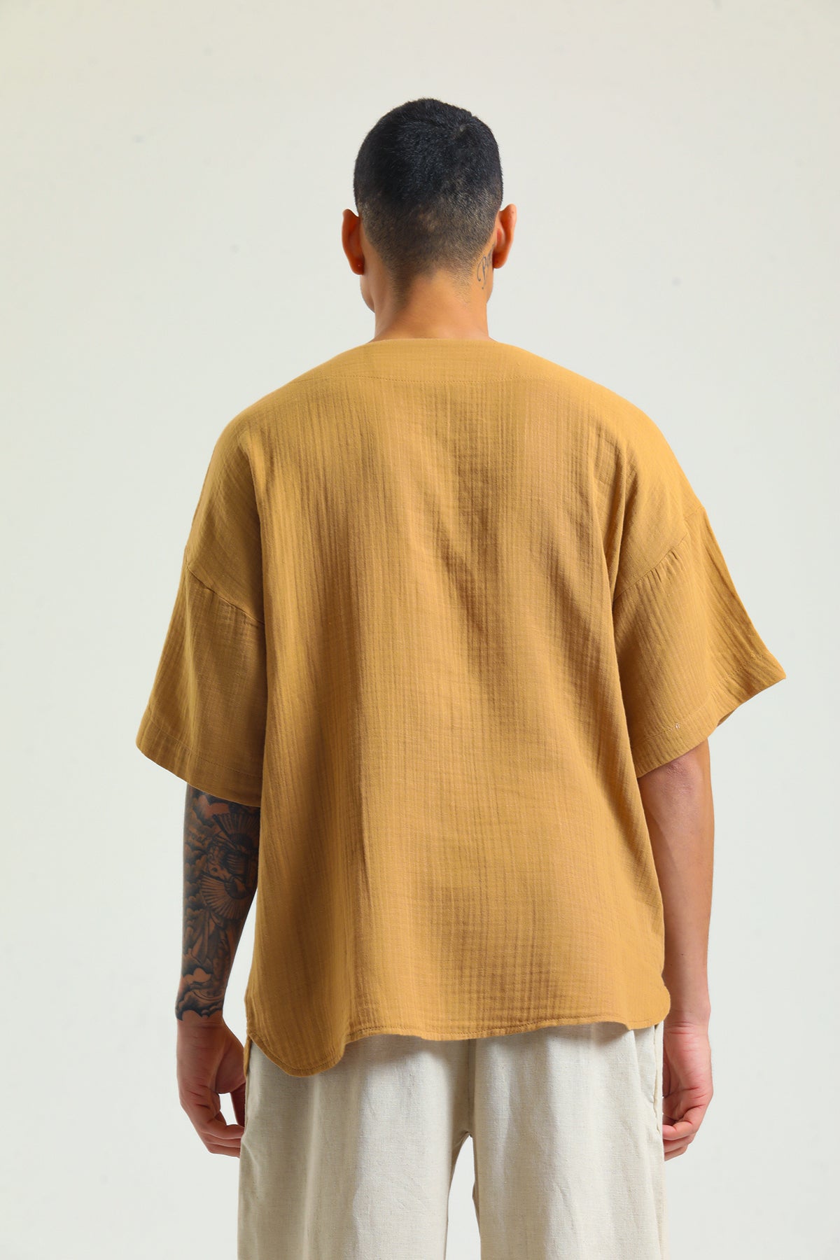Alessio de Sole 100% Cotton Mustard Shirt - Men