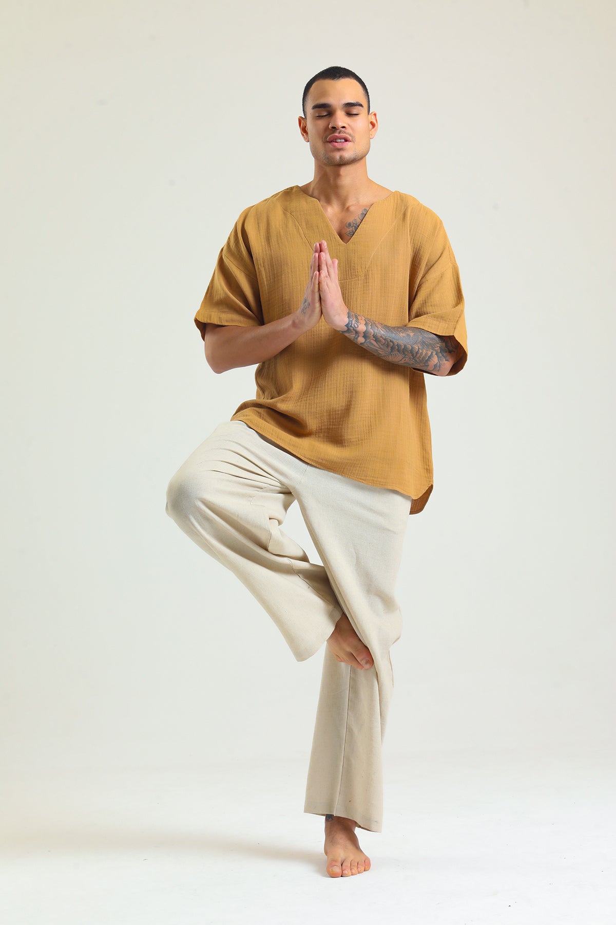 Alessio de Sole 100% Cotton Mustard Shirt - Men