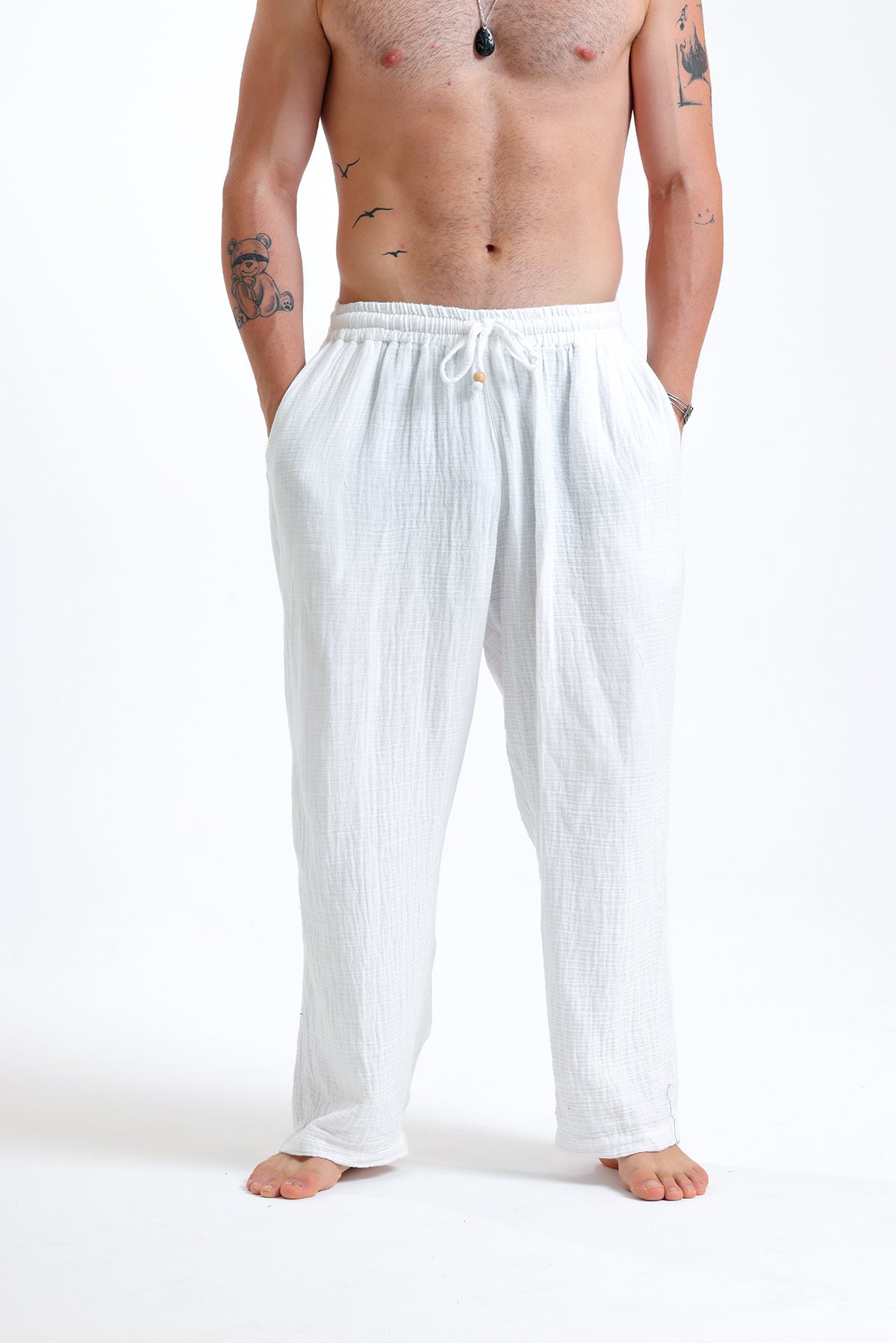 Alessio de Sole 100% Cotton White Trousers - Men